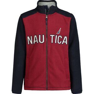 NEW Nautica Toddler Boys Nautex Fleece Jacket 3T Red Navy Blue Logo Full‎ Zip